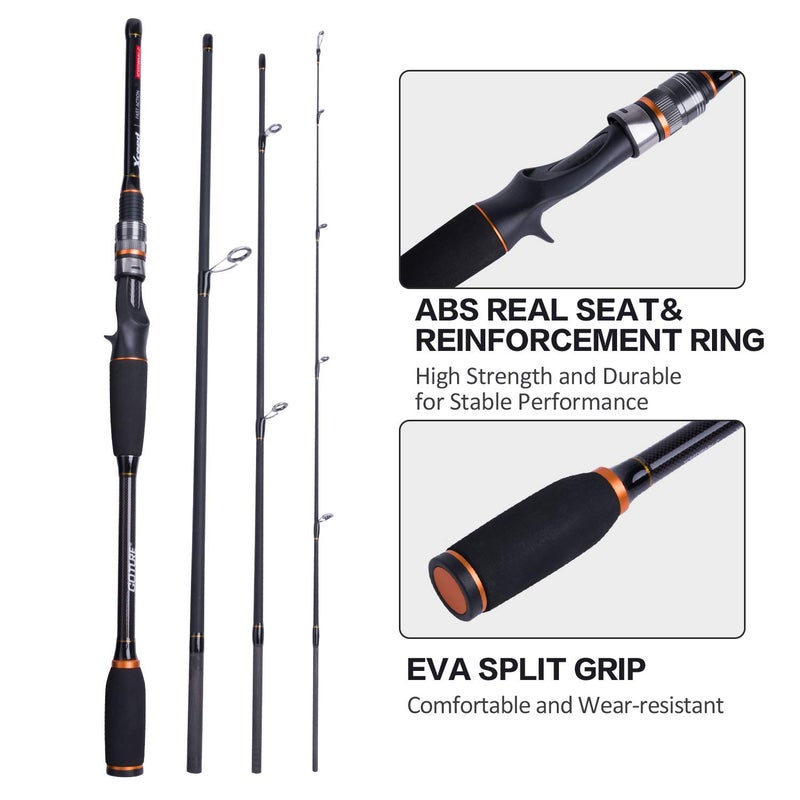Goture baitcasting Rod, 4 Piece Casting Spinning Fishing Rods Portable 4 pc Lightweight Carbon Fiber Poles M Power MF Action 8ft - Image 4